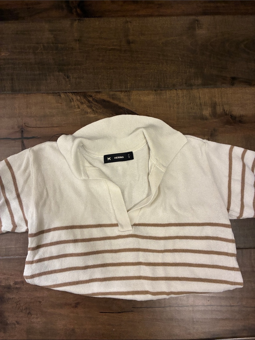 Hering Cream Pullover with Tan Stripes
